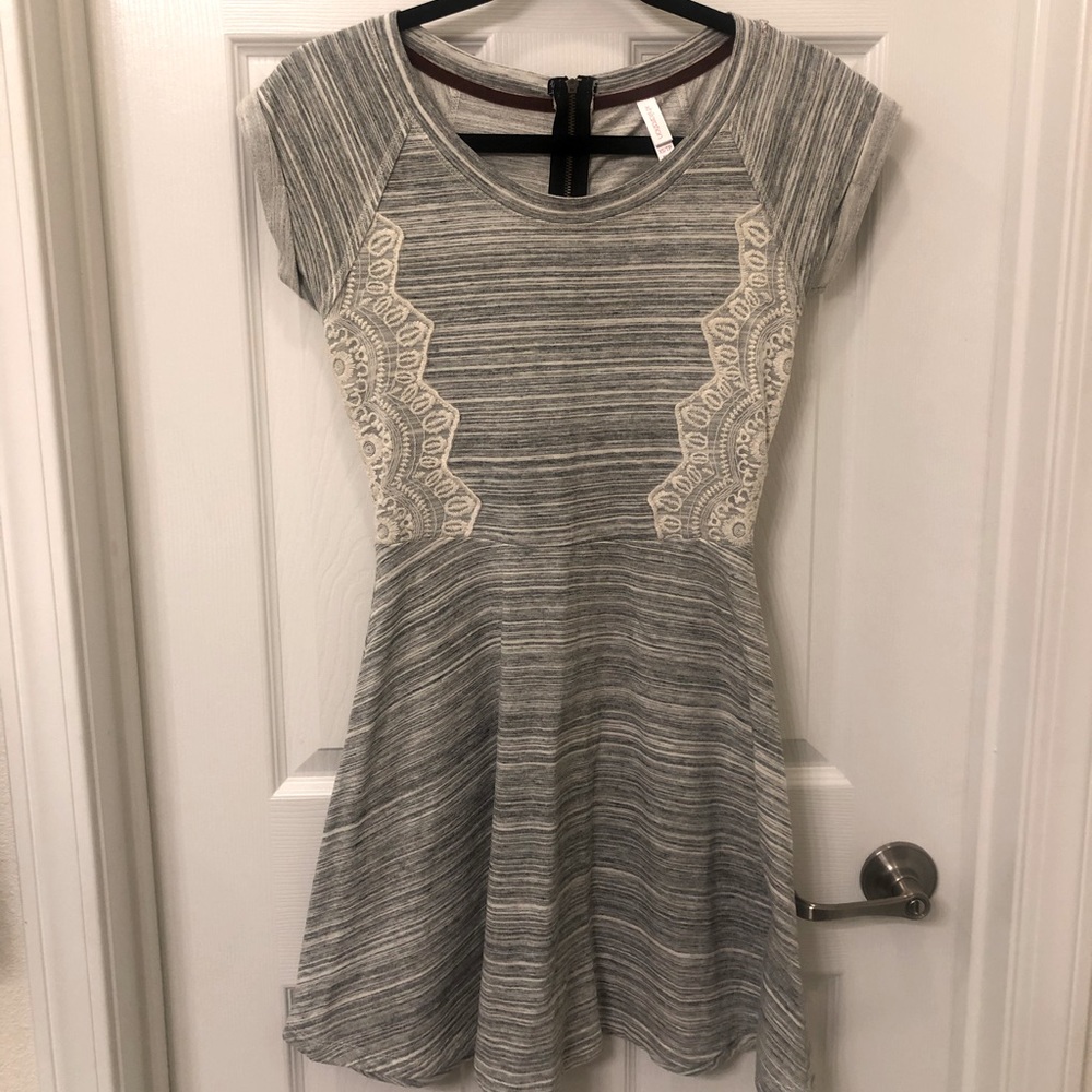 Grey dress with lace detail